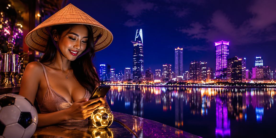 Người dùng tại TP.HCM xem kèo bóng đá trực tuyến với nón lá truyền thống